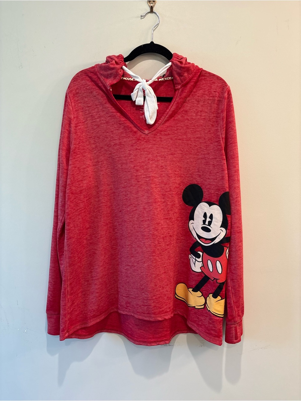 Disney Parks Mickey Mouse Red Hooded Long Sleeve T-Shirt